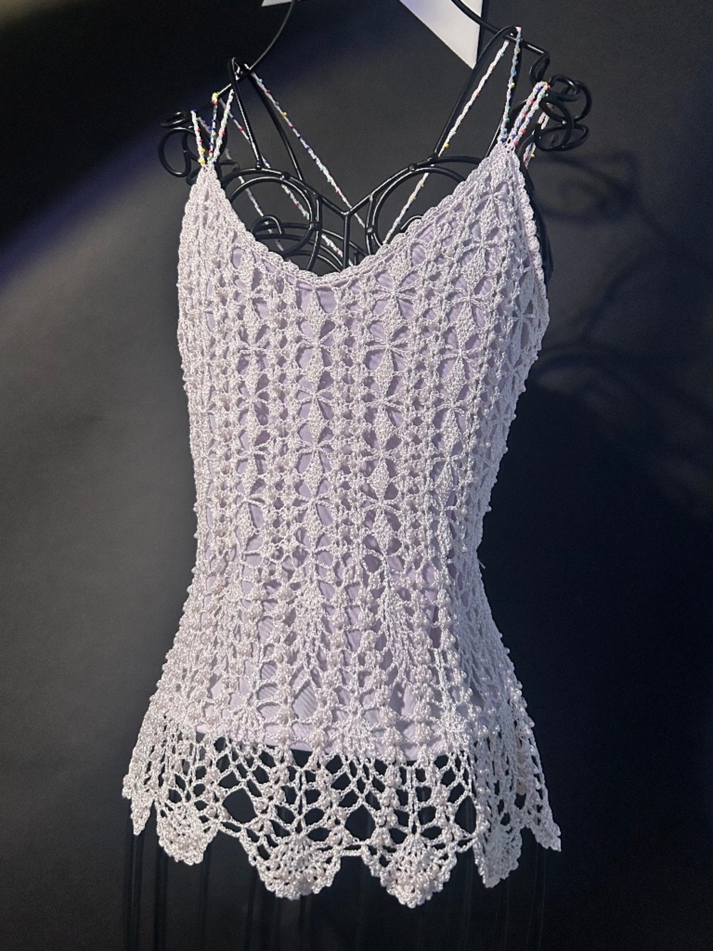 Beautiful Beaded weblike Tank Top - Picture 2 of 11